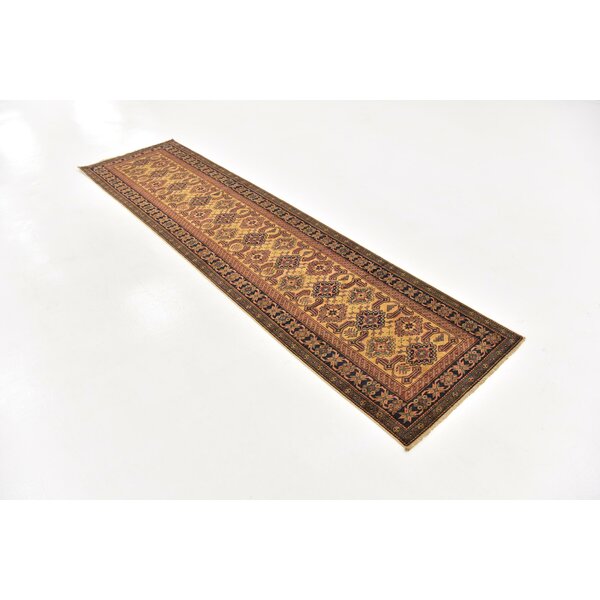 Isabelline OneofaKind Alayna HandKnotted New Age Brown/Beige 2'7" x 10'4" Runner Wool Area